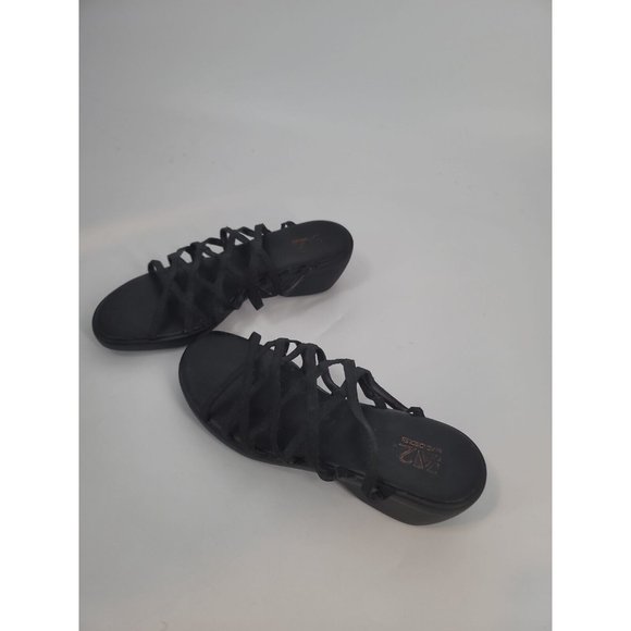 A2 By Aerosoles Womens Black Heelrest Open Toe Sandals Size 11 Wedge Strappy - Picture 3 of 5